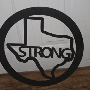 Black Texas Strong Metal Wall Art